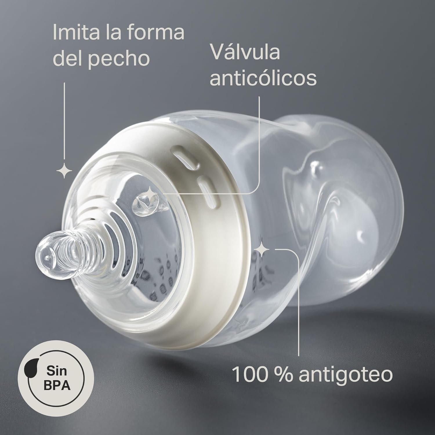 Tommee Tippee Biberones, Biberón Natural Start para 0m+, pack de 2, 260ml Biberones, con Tetina Flujo Lento para un Agarre Na