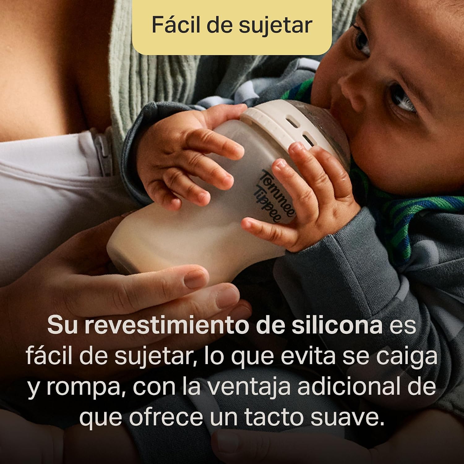 Tommee Tippee Biberones Natural Start de vidrio con revestimiento de silicona aptos para bebés desde 0 meses, 250 ml, Pack de