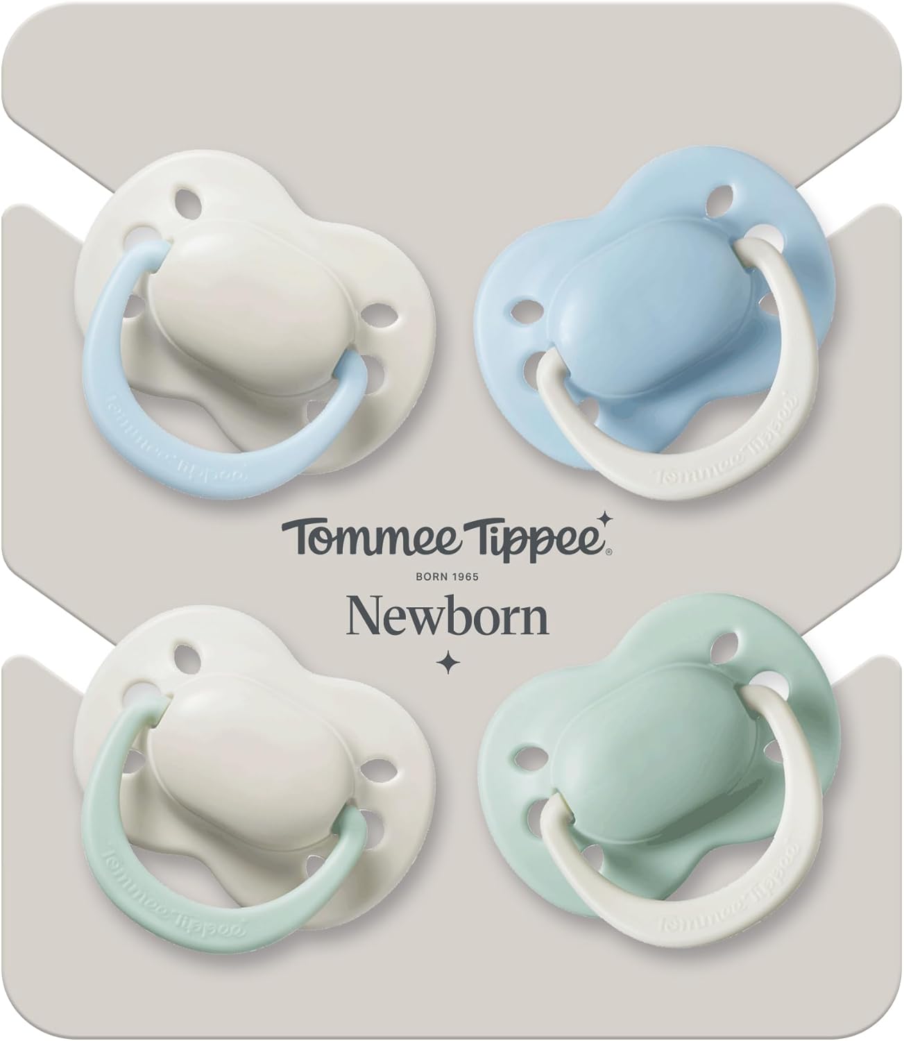 Tommee Tippee Chupete Recién Nacido, 0-2 meses, Pack de 4, Tetina ortodóntica, Orificios adicionales, Tamaño pequeño, Silicon