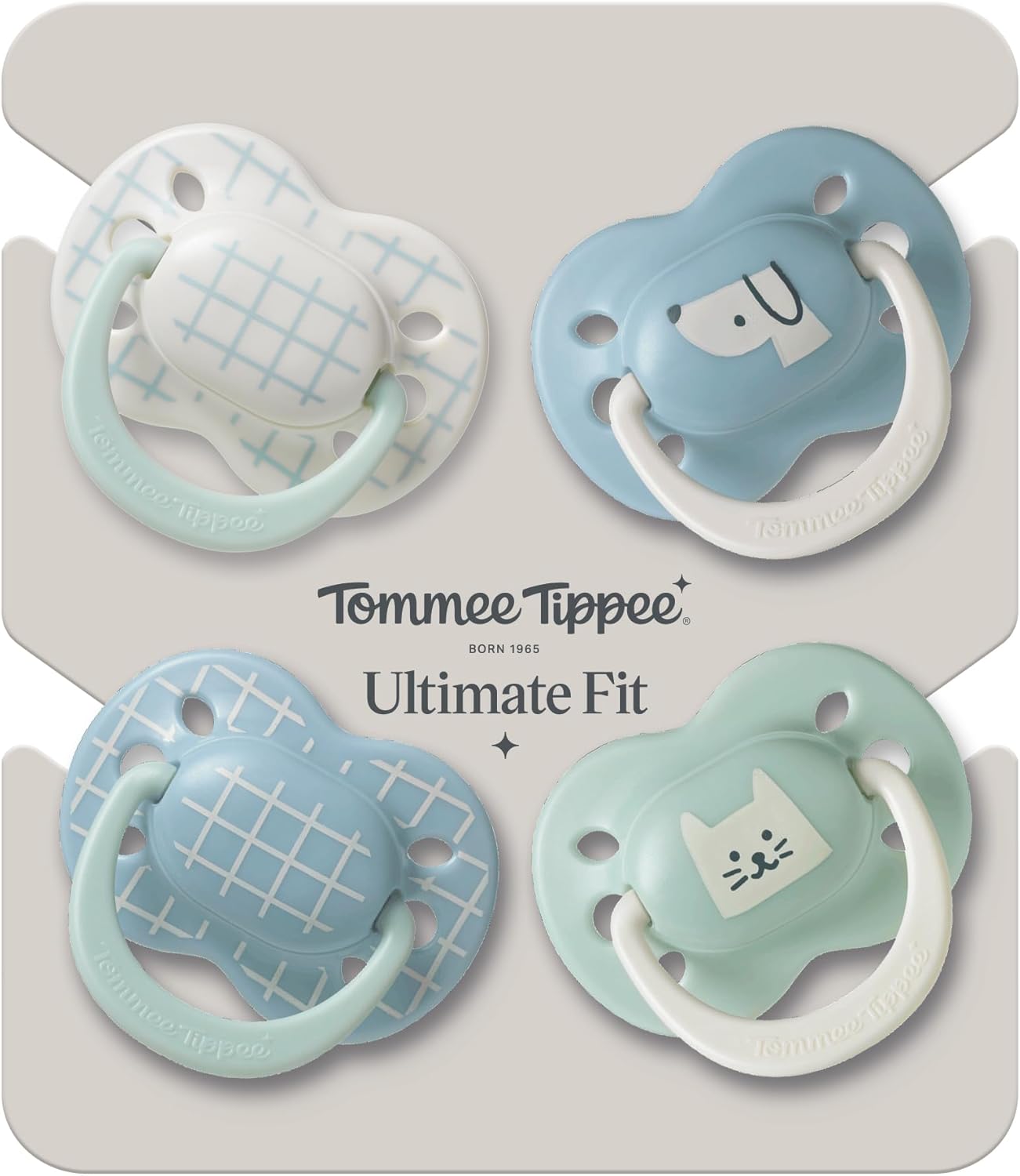 Tommee Tippee Chupete Ultimate Fit, 0-6 meses, Pack de 4, Tetina ortodóntica para bebés, Tetina simétrica, Silicona 100% sin