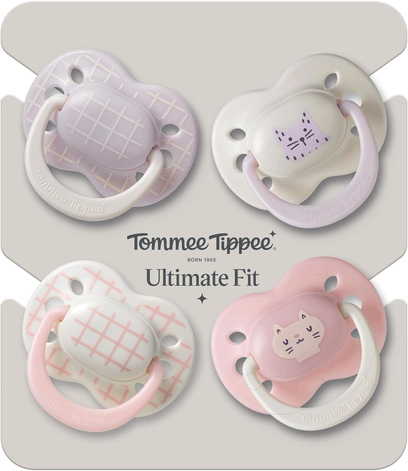 Tommee Tippee Chupete Ultimate Fit, 0-6 meses, Pack de 4, Tetina ortodóntica para bebés, Tetina simétrica, Silicona 100% sin