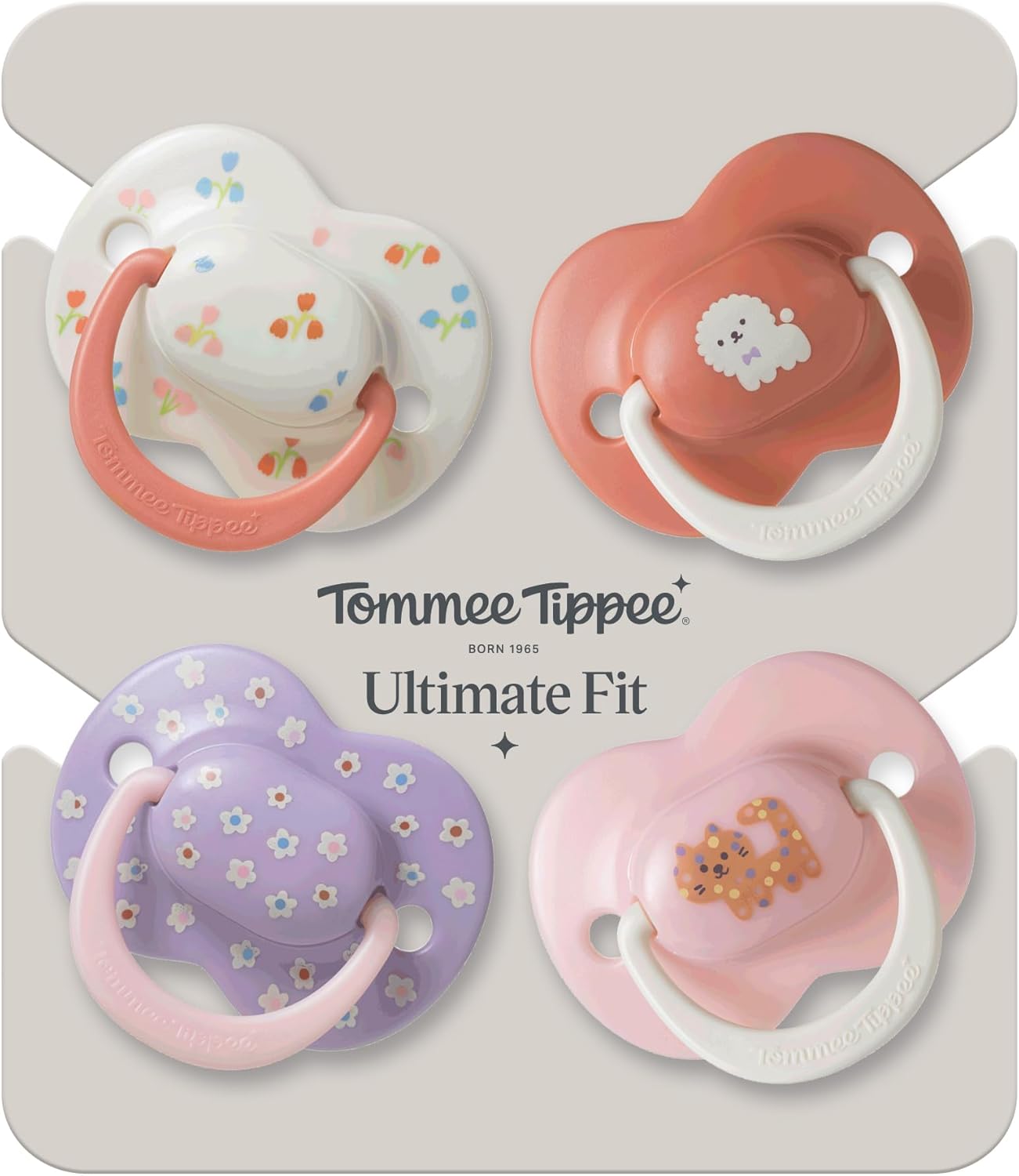 Tommee Tippee Chupete Ultimate Fit, 6-18 meses, Pack de 4, Tetina ortodóntica para bebés, Tetina simétrica, Silicona 100% sin