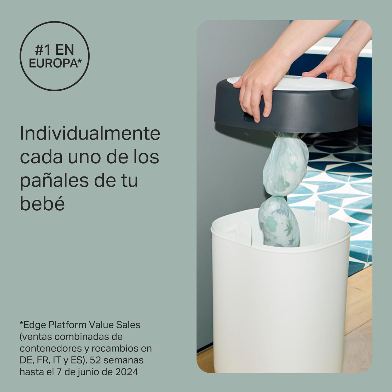 Tommee Tippee - Contenedor para Pañales Avanzado Twist and Click, Nuevo Sistema Ecológico, Incluye 12 Recambios con Película