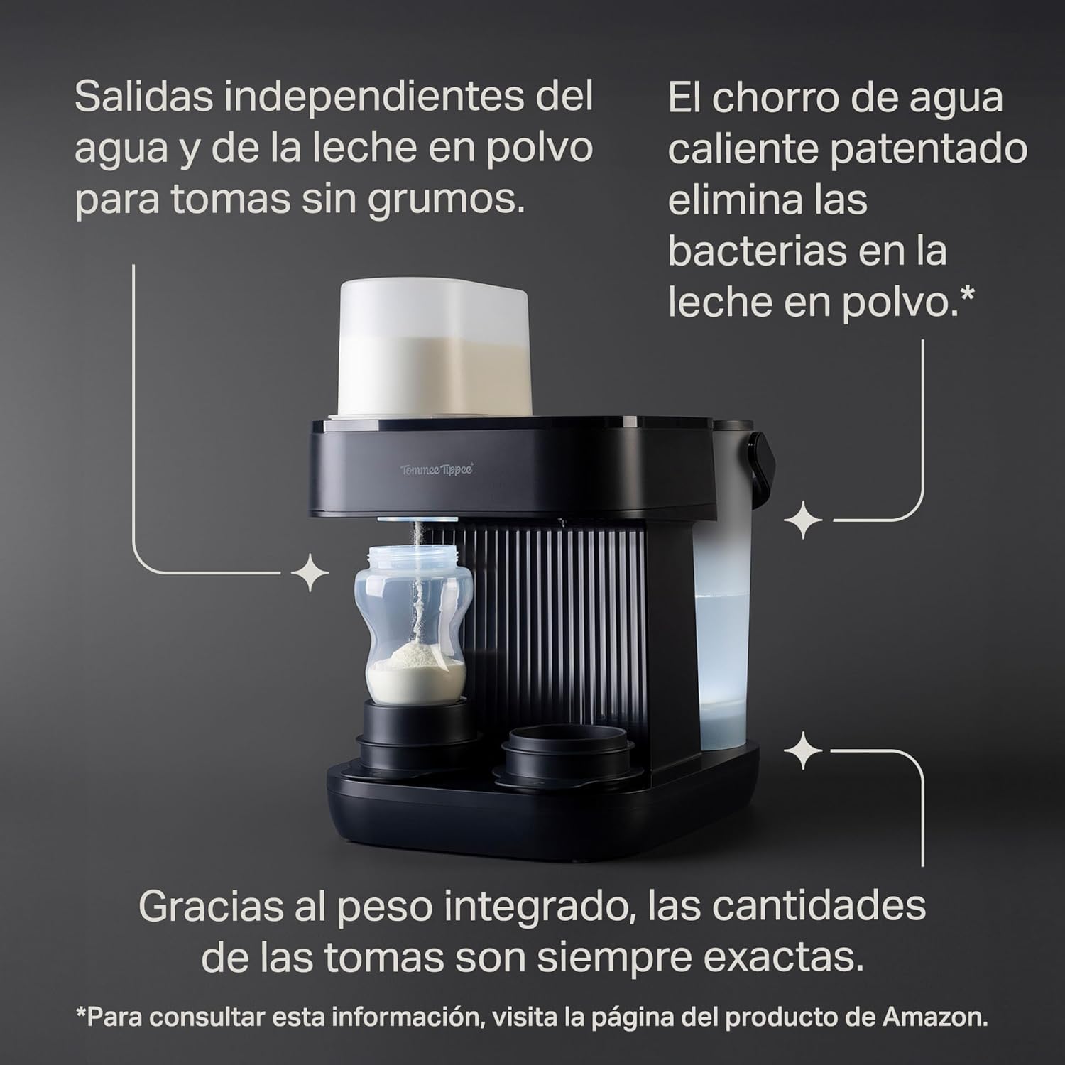 Tommee Tippee Preparador de Biberones Perfect Prep Pro con dispensador de leche en polvo, filtro de agua antibacteriano y asi