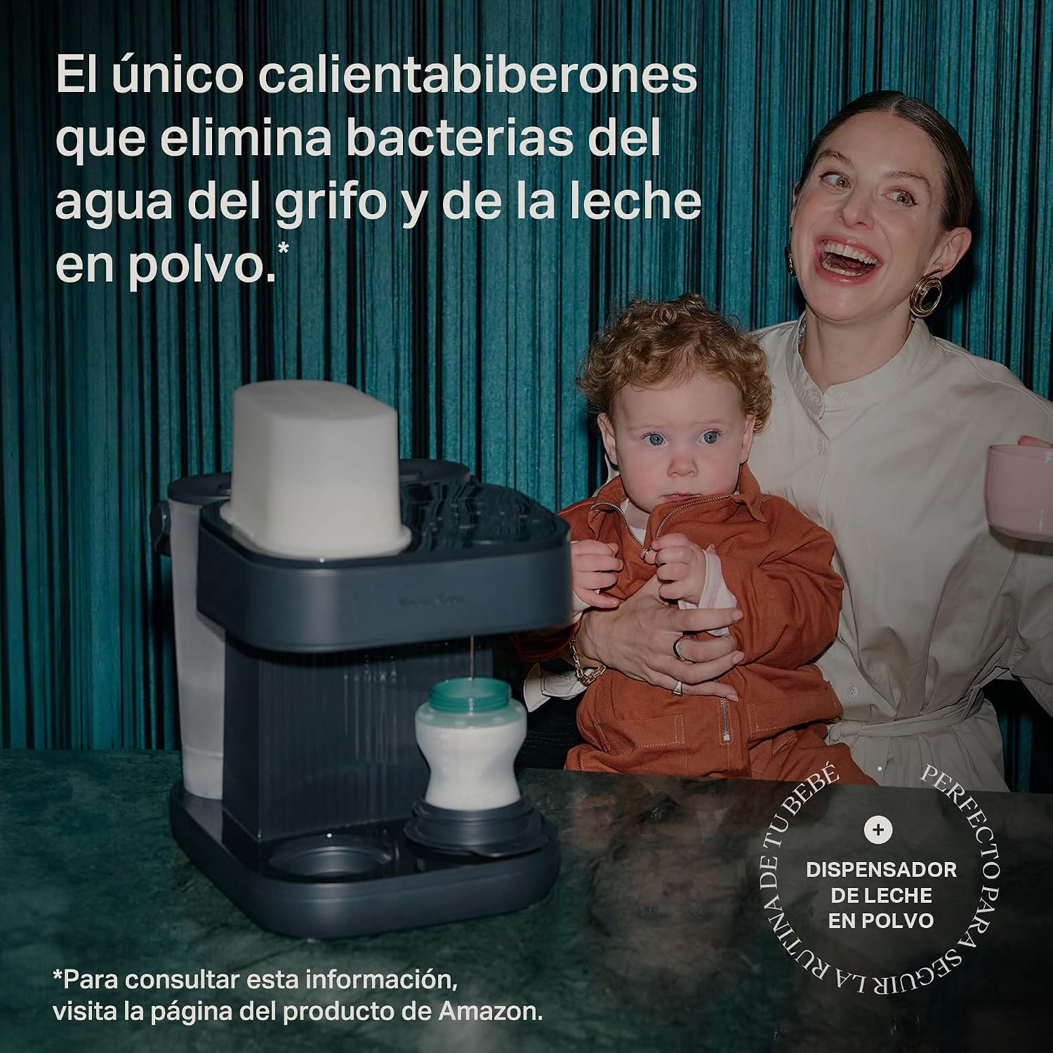 Tommee Tippee Preparador de Biberones Perfect Prep Pro con dispensador de leche en polvo, filtro de agua antibacteriano y asi